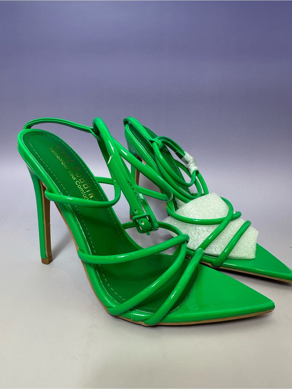 Cape Robbin Neon Green Strappy Pointed Toe Stiletto Heels